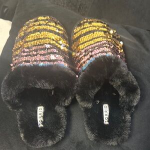 Torrid Women's Sequin Slippers - Black and Gold